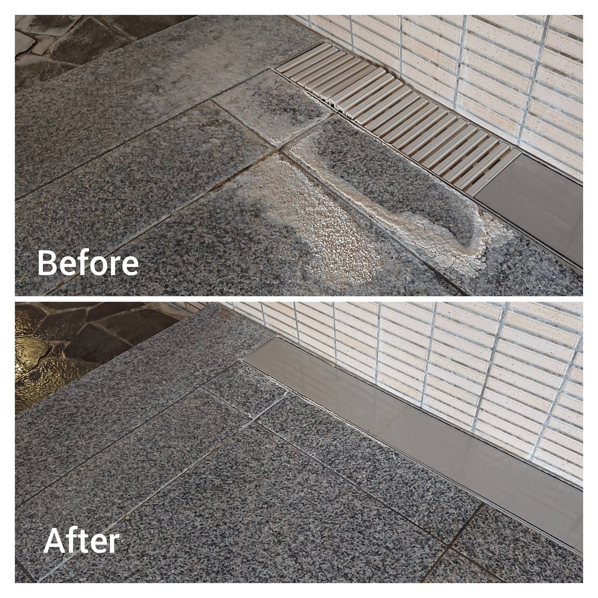 御影石の清掃 ビフォーアフター