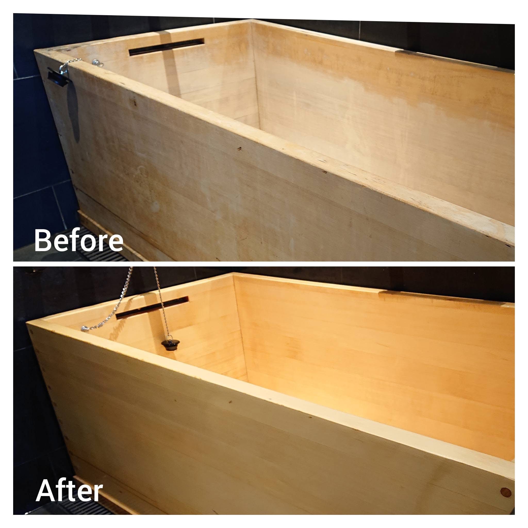 檜風呂の白木再生 ビフォーアフター