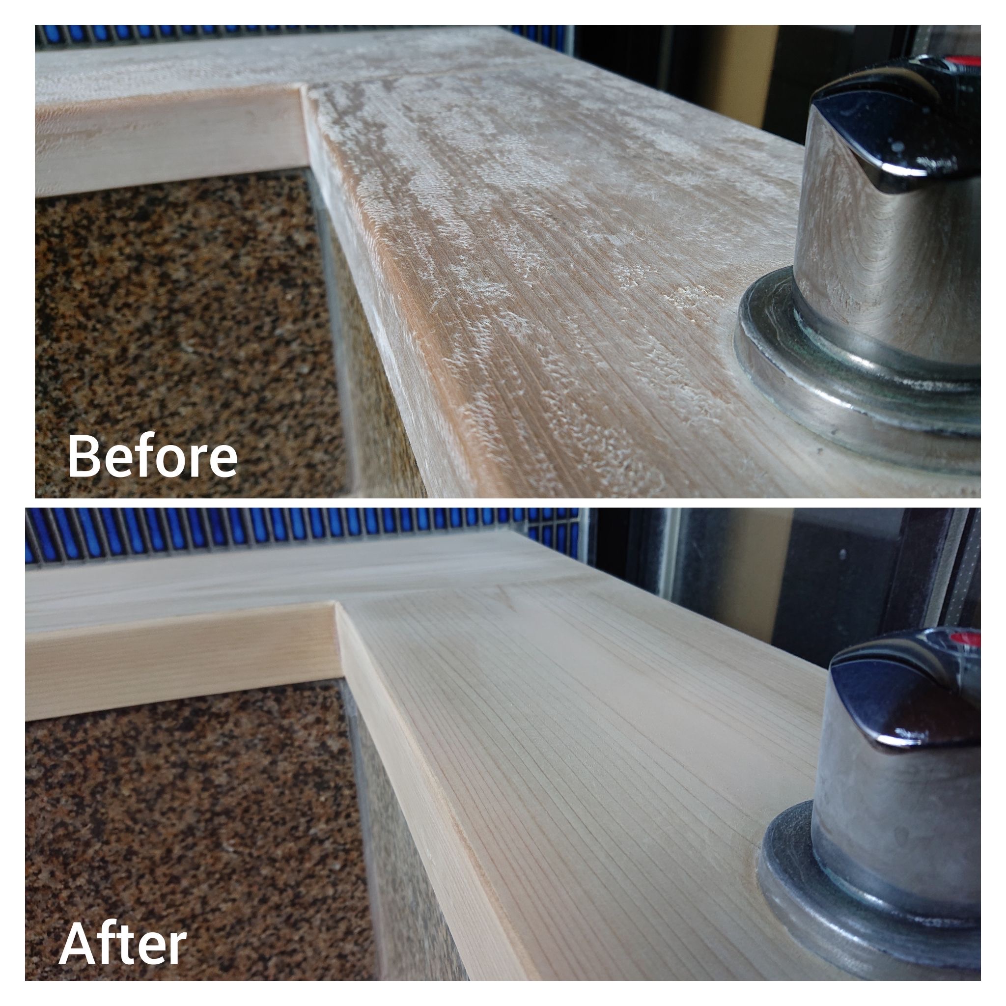 白木縁材の再生 ビフォーアフター