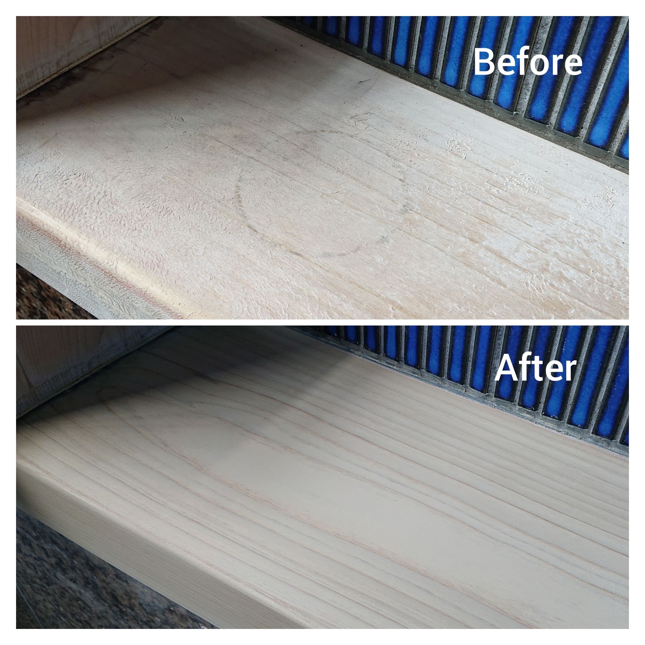 白木ステップの再生 ビフォーアフター